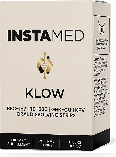 KLOW BPC-157, TB-500, GHK-Cu and KPV oral dissolving strip carton, 20 count